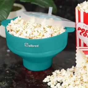 img 1 attached to 🍿 Salbree Silicone Popcorn Popper - Collapsible Bowl for Microwave - Wide Variety of Vibrant Colors Available (Aqua)