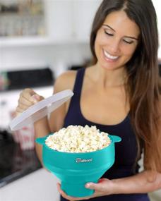 img 2 attached to 🍿 Salbree Silicone Popcorn Popper - Collapsible Bowl for Microwave - Wide Variety of Vibrant Colors Available (Aqua)