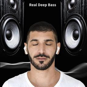 img 3 attached to 🎧 Беспроводные наушники T34 Real Bass с подавлением шума, HD-микрофоном и сенсорным управлением - наушники Bluetooth с зарядным кейсом, время работы 15 часов - водонепроницаемые внутриканальные наушники для офиса и тренировок