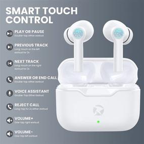 img 1 attached to 🎧 T34 Real Bass Wireless Earbuds with Noise Cancelling, HD Mic and Touch Controls - Bluetooth Headphones with Charging Case, 15 Hours Playtime - Waterproof In-Ear Earphones for Office and Workout