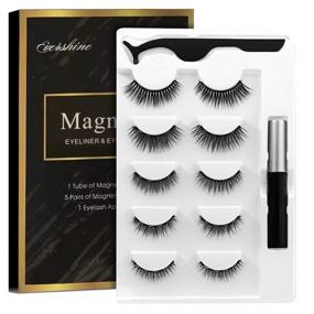 img 4 attached to 🏻 Magnetic Eyelashes Kit: Ditch Glue for Instant Natural Look with 5-Pair Magnetic Lashes and Eyeliner!