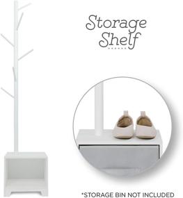 img 2 attached to 🧥 White Wooden Hall Tree Coat Rack with Bench and Storage - Standing Hat and Coat Hanger Organizer for Bedroom, Office, and Hallway Entryway