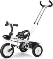 🚲 welspo 3 in-1 kids tricycles: easy steer toddler tricycle with safety seat, storage basket, and foot pedals – suitable for 1-5 year olds (black & white) logo