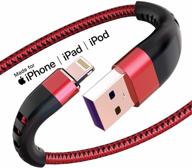 🔴 apple mfi certified 3 pack 1ft iphone charger - short lightning cable, durable nylon braided charging cable, fast iphone usb cord for apple iphone11/ x/xs/xr/8/7/6/5s/se/ipad mini air (red) logo