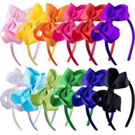 siquk 12 pcs girls headbands with bow ribbon hair bow boutique grosgrain bow headbands, 12 color options logo