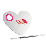 💖 luxspire stainless steel heart makeup palette: professional cosmetics foundation nail-art mixing blending tools with spatula for eye shadows, eyelashes, lipsticks, and nail art logo