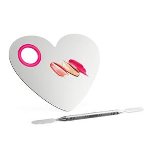img 4 attached to 💖 Luxspire Stainless Steel Heart Makeup Palette: Professional Cosmetics Foundation Nail-art Mixing Blending Tools with Spatula for Eye Shadows, Eyelashes, Lipsticks, and Nail Art