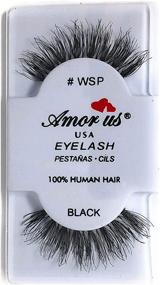 img 1 attached to Amorus 100% Human Hair False Eyelashes #WSP - Black - (6 Pack) - Wispy Faux Eyelashes - Achieve Glamorous Fuller, Longer Lashes