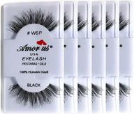 amorus 100% human hair false eyelashes #wsp - black - (6 pack) - wispy faux eyelashes - achieve glamorous fuller, longer lashes logo