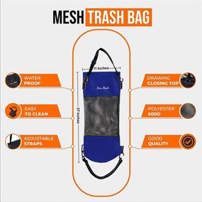 img 3 attached to Deluxe Mesh Trash Bag for Boat - Recyclable & Waterproof Outdoor Garbage 🚤 Bag for Boat, Kayak or Camper – Lightweight &amp; Spacious Bin Bag in Blue