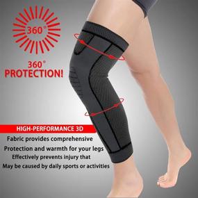 img 1 attached to 🏀 Compression Sleeve Pair for Men & Women, Long Knee Brace Sleeve for Basketball, Arthritis Cycling Sport - Full Leg Support