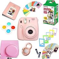 📸 fujifilm instax mini 8 film camera (pink) bundle with 20 shots instax mini film, protective camera case, selfie lens, filters, and frames - including photix decorative design kit logo
