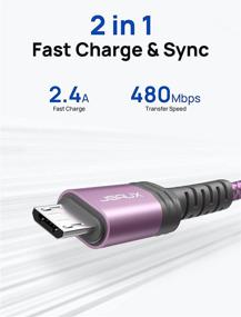 img 1 attached to 📱 JSAUX Purple Micro USB Cable Android Charger, 2-Pack 6.6FT Nylon Braided Cord Compatible with Galaxy S7 S6 J7 Edge Note 5, Kindle, MP3 and More