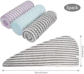 img 2 attached to 👒 VIVOTE Microfiber Hair Towel Turban Wrap - Faster Drying, Ultra Absorbent, Soft, Frizz-Free - 10 x 25.5 Inch - Set of 3 (Light Blue, Light Purple, Gray)