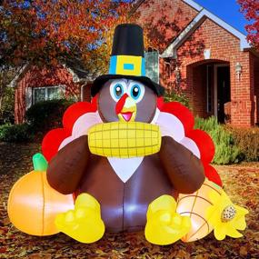 img 4 attached to 🦃 Vibrant 5 FT Joiedomi Thanksgiving Inflatable Turkey with LED Light – Ideal Fall Yard Decoration for Thanksgiving Party