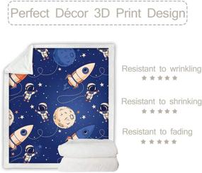 img 3 attached to 🚀 Sleepwish Kids Dark Blue Sherpa Throw - Colorful Rocket Ship Outer Space Pattern Blanket with Cute Astronauts, Planets, and Stars - Plush Fleece Throw for Sofa, Chair, Bed or Traveling (50" X 60")