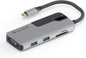 img 3 attached to 💻 USB C Hub: 7-in-1 Adapter with 87W Power Delivery, 4K HDMI @30Hz, 2K VGA @60Hz, 2 USB A 3.0, microSD/SD Card Reader - Windows/Mac Compatible