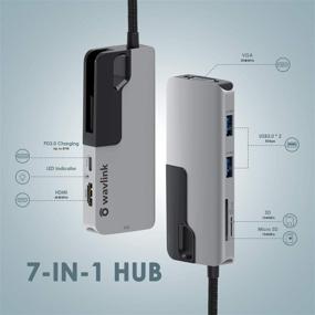 img 2 attached to 💻 USB C Hub: 7-in-1 Adapter with 87W Power Delivery, 4K HDMI @30Hz, 2K VGA @60Hz, 2 USB A 3.0, microSD/SD Card Reader - Windows/Mac Compatible
