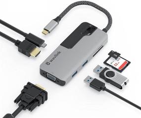 img 4 attached to 💻 USB C Hub: 7-in-1 Adapter with 87W Power Delivery, 4K HDMI @30Hz, 2K VGA @60Hz, 2 USB A 3.0, microSD/SD Card Reader - Windows/Mac Compatible