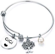 🌳 gigi bracelet: hand stamped wire bangle - perfect great grandma gift with family tree design logo