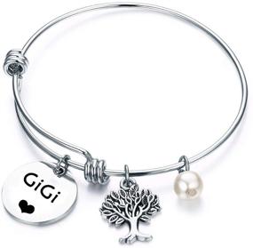 img 4 attached to 🌳 Gigi Bracelet: Hand Stamped Wire Bangle - Perfect Great Grandma Gift with Family Tree Design