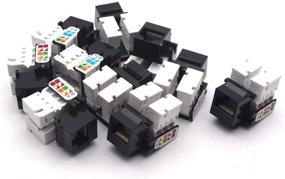 img 2 attached to 🔌 Antrader 10-Pack RJ45 Cat5E Keystone Jack Module Connector Adapter for Wall Plate Ethernet LAN Cable in Black - Internet Network Optimization