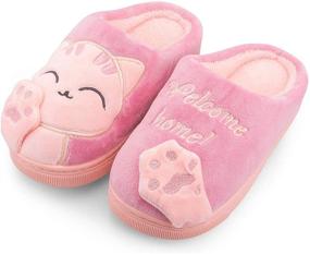 img 4 attached to Cute Animal House Slippers for 🐾 Kids- Warm, Comfy, Fuzzy, Anti-Slip Indoor Shoes