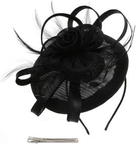 img 1 attached to Stylish Sinamay Fascinator Feather Cocktail Headband for Women's Special Occasion Accessories