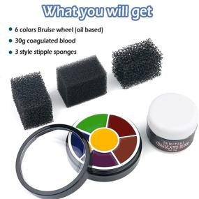 img 3 attached to 🎃 Bowitzki SFX Starter Kit - 6 Color Bruise Wheel, 3 Stipple Sponges, Stage Blood - Ideal for Halloween Party, Cosplay, Stage & Wound Theatrical Makeup