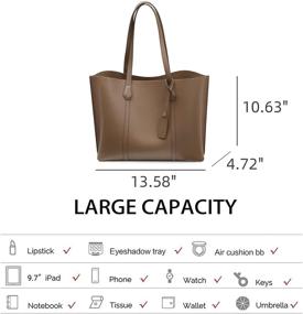 img 2 attached to 👜 Stylish Seammer Leather Tote Bag: Spacious 13.58 Inch Women's Work Shoulder Handbag with Compartments