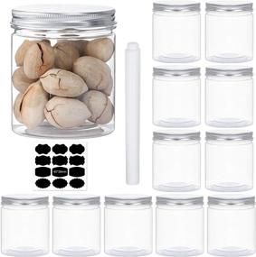 img 4 attached to 🔔 Yephets 16 OZ Plastic Jars with Aluminum Lids: 12-Pack Clear Slime Containers for Dry Food, Crafts, and Light Clay - Includes Extra Label!