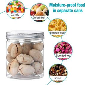 img 2 attached to 🔔 Yephets 16 OZ Plastic Jars with Aluminum Lids: 12-Pack Clear Slime Containers for Dry Food, Crafts, and Light Clay - Includes Extra Label!