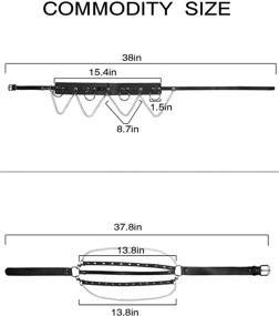 img 3 attached to 🎃 "Набор пояса на пояс с металлической планкой в панк-готическом стиле из искусственной кожи для женщин и девочек - аксессуар для Хэллоуина, косплея, танцевальной вечеринки и рейва