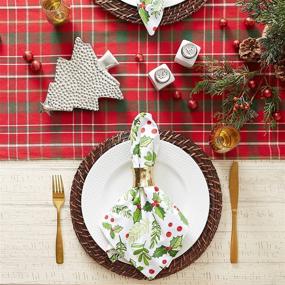 img 2 attached to 🎄 DII CAMZ37795 Christmas Tartan Holly Plaid Table Runner, 14x72