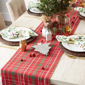 img 1 attached to 🎄 DII CAMZ37795 Christmas Tartan Holly Plaid Table Runner, 14x72