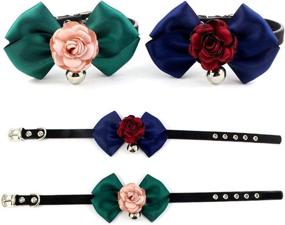 img 3 attached to 🐾 PetFavorites Nappa Leather Dog Collar: Cute Cat Collar Necklace with Flower Bow Tie, Bell Charm - Perfect Jewelry for Pets, Kittens, Small Dogs (Teacup Yorkie, Chihuahua); Ideal Accessories for Female Canines - Clothes Costume Included!