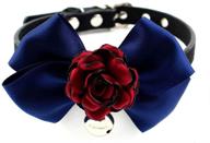 🐾 petfavorites nappa leather dog collar: cute cat collar necklace with flower bow tie, bell charm - perfect jewelry for pets, kittens, small dogs (teacup yorkie, chihuahua); ideal accessories for female canines - clothes costume included! logo