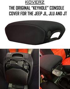 img 4 attached to 🔑 Black Neoprene Armrest Pad with Keyhole for Jeep Wrangler JL JLU Gladiator JT Sahara Sport Rubicon Unlimited 2018 2019 2020 2021 - Koverz Console Cover, Install Notes & Video Included