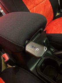 img 2 attached to 🔑 Black Neoprene Armrest Pad with Keyhole for Jeep Wrangler JL JLU Gladiator JT Sahara Sport Rubicon Unlimited 2018 2019 2020 2021 - Koverz Console Cover, Install Notes & Video Included
