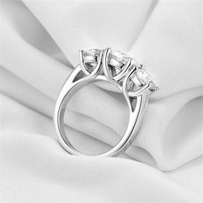 img 1 attached to DovEggs Sterling Silver 4ct Heart Arrows Cut Moissanite Three Stone Engagement Ring Wedding Band for Women 6.5mm-8mm-6.5mm G-H-I Color – Band Width 2.6mm