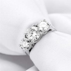 img 3 attached to DovEggs Sterling Silver 4ct Heart Arrows Cut Moissanite Three Stone Engagement Ring Wedding Band for Women 6.5mm-8mm-6.5mm G-H-I Color – Band Width 2.6mm