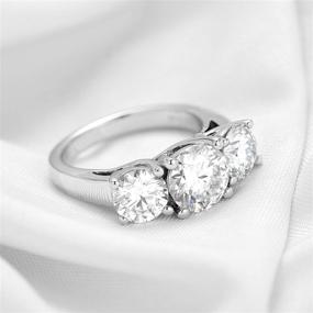 img 2 attached to DovEggs Sterling Silver 4ct Heart Arrows Cut Moissanite Three Stone Engagement Ring Wedding Band for Women 6.5mm-8mm-6.5mm G-H-I Color – Band Width 2.6mm