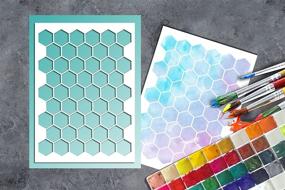 img 3 attached to GSS Designs Patterns Stencil Template Set - Hexagon, Triangle, Fish Scale, Oriental A5 (6x8.25 Inch) - Art Painting for Card Making, Canvas, Furniture (SL-017)