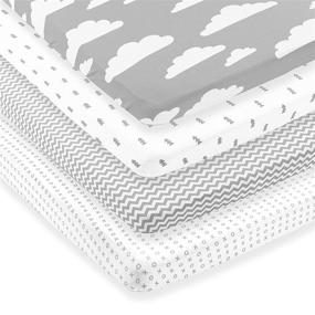 img 4 attached to Premium Pack n Play Sheets - 4 Pack of Super Soft Jersey Knit Cotton - 🛏️ Portable Playpen Fitted Play Yard Sheets - Ideal for Boy & Girl - Mini Crib Sheet Included