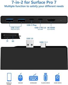 img 3 attached to 💻 Surface Pro 7 Docking Station Hub with 4K HDMI Adapter, USB C PD 60W Charging Port, USB C 5Gbps Data Port, 2 USB 3.0 Ports, and SD/TF (Micro SD) Card Reader Converter Combo Adaptor for Microsoft Surface Pro 7