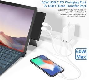img 1 attached to 💻 Surface Pro 7 Docking Station Hub with 4K HDMI Adapter, USB C PD 60W Charging Port, USB C 5Gbps Data Port, 2 USB 3.0 Ports, and SD/TF (Micro SD) Card Reader Converter Combo Adaptor for Microsoft Surface Pro 7