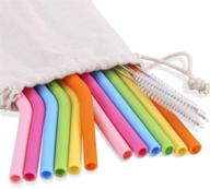 🥤 12 pack silicone reusable straws - colorful 10" regular size flexible straws for 30oz 20oz tumblers - bpa free logo