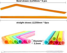 img 3 attached to 🥤 12 Pack Silicone Reusable Straws - Colorful 10" Regular Size Flexible Straws for 30oz 20oz Tumblers - BPA Free