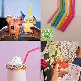 img 2 attached to 🥤 12 Pack Silicone Reusable Straws - Colorful 10" Regular Size Flexible Straws for 30oz 20oz Tumblers - BPA Free