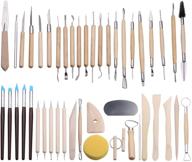 🎨 comprehensive 45pcs clay pottery tool set for diy art and sculpting - perfect for pottery modeling, carving & ceramics - includes wooden handle and modeling clay tools logo